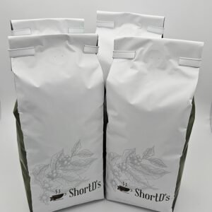 Collection of different bags of fresh roasted, single origin coffee roasted by ShortD's.